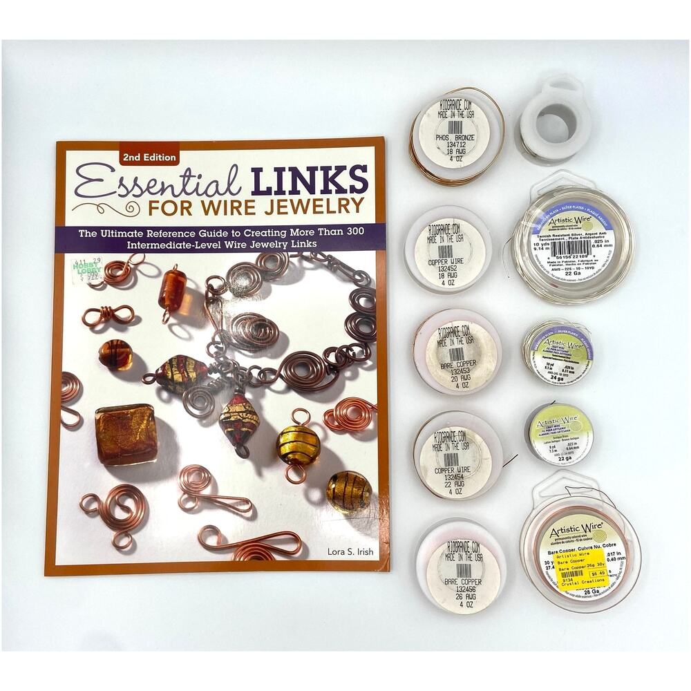 Wire Links Jewelry Making Book Plus 10 Spools of Wire Copper Silver Pated Bronze